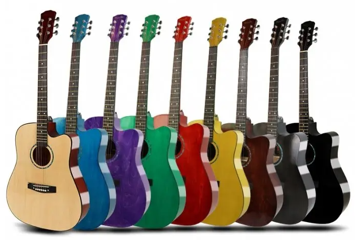 colorful acoustic guitars