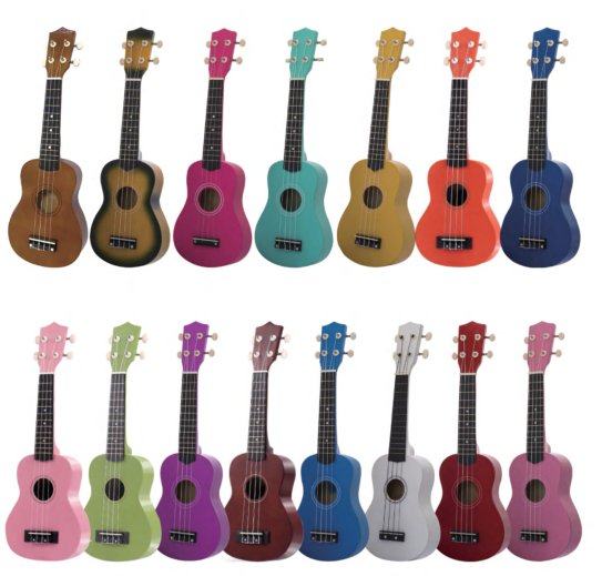 colorful ukuleles